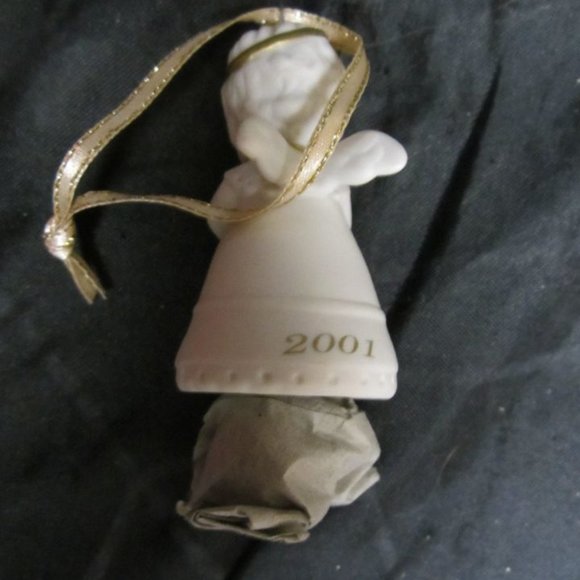2001 HALLMARK PORCELAIN BELL ANGEL GODCHILD KEEPSAKE ORNAMENT, ORIG BOX - Picture 6 of 6